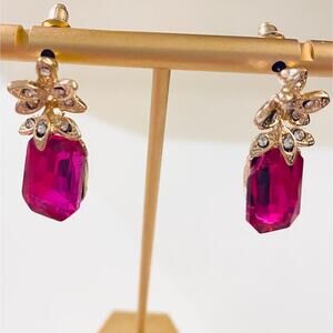 Gem Gold Rhinestone Drop Earrings